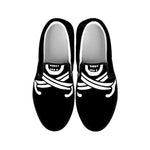 Calico Jack Pirate Flag Print Black Slip On Shoes