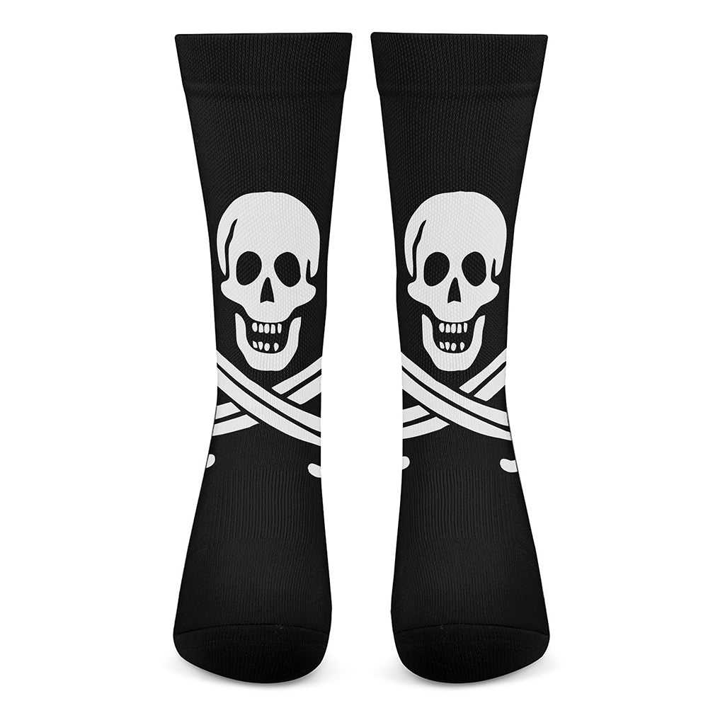 Calico Jack Pirate Flag Print Crew Socks