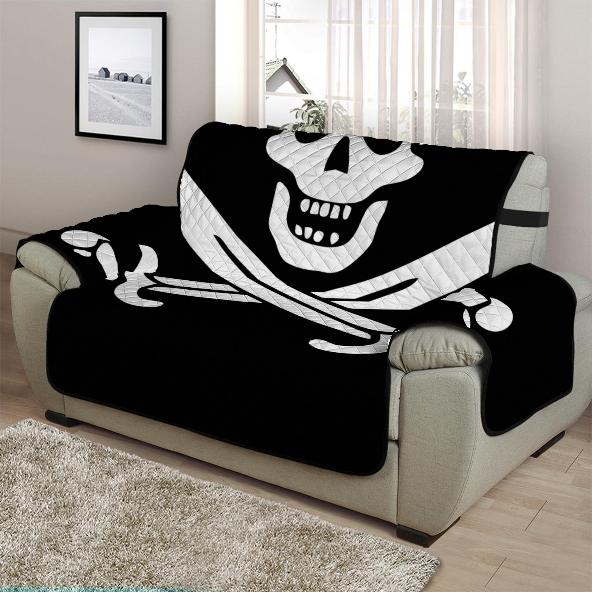 Calico Jack Pirate Flag Print Half Sofa Protector