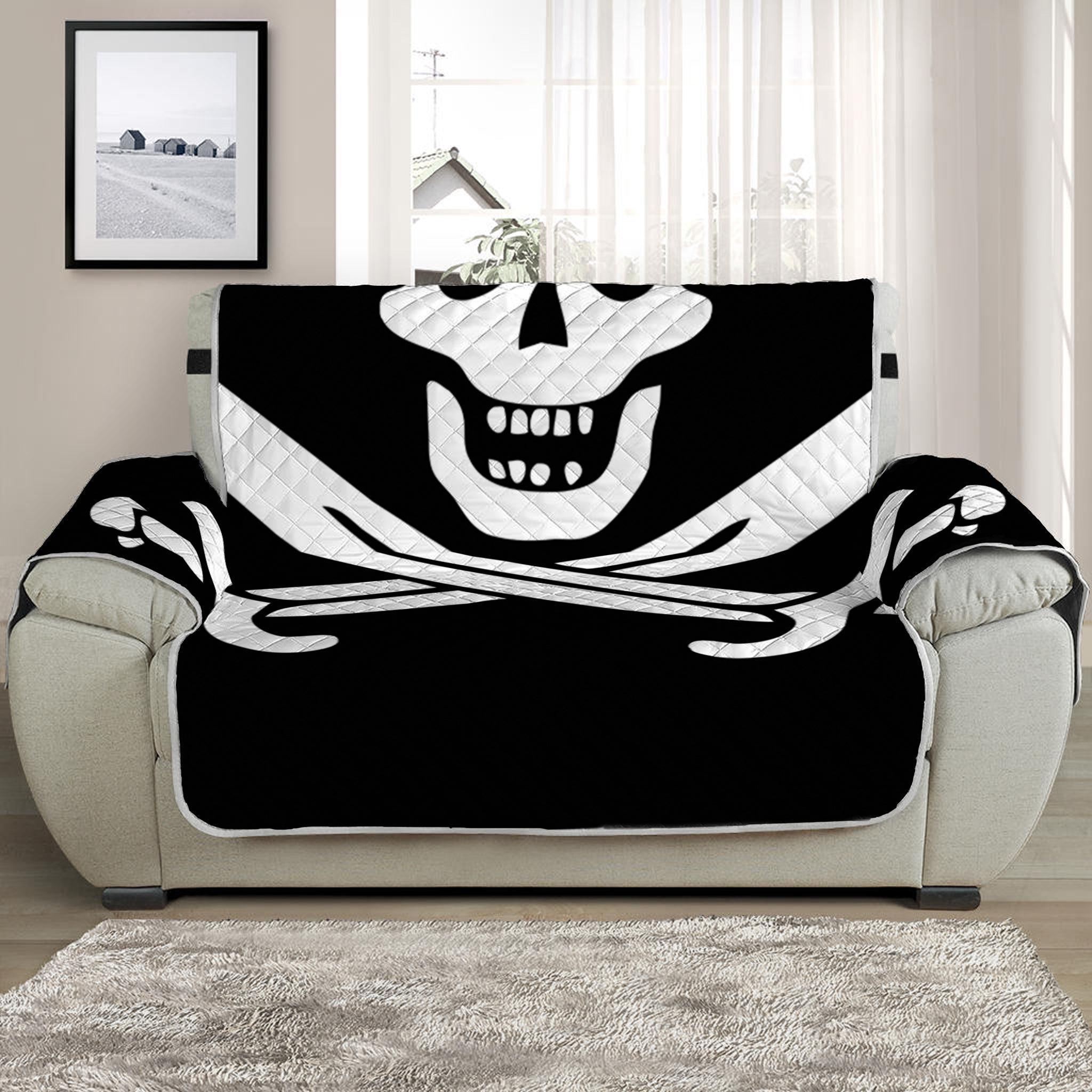 Calico Jack Pirate Flag Print Half Sofa Protector