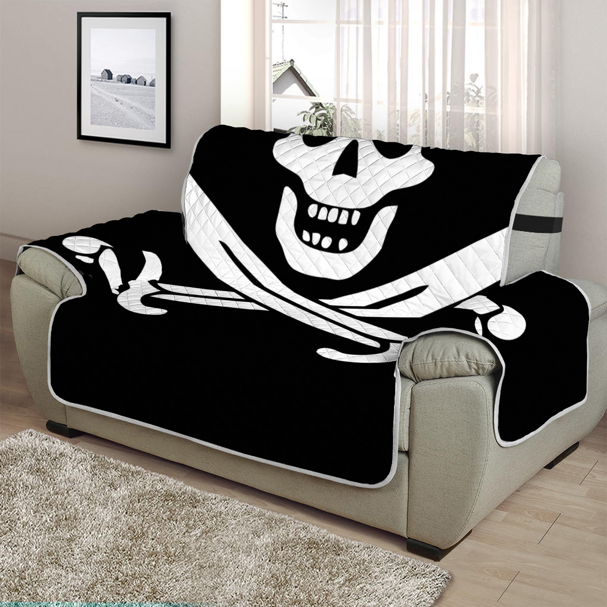 Calico Jack Pirate Flag Print Half Sofa Protector