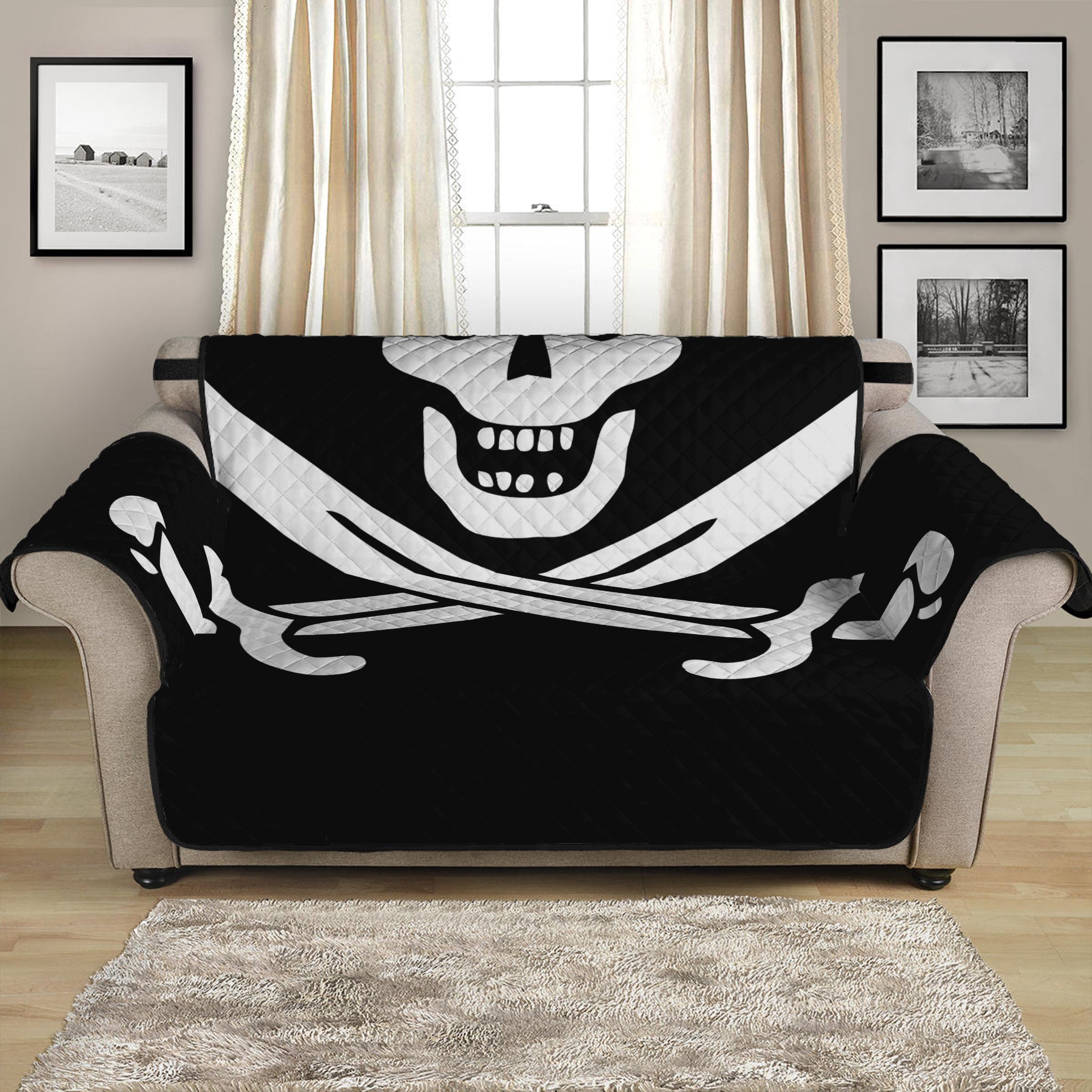 Calico Jack Pirate Flag Print Loveseat Protector