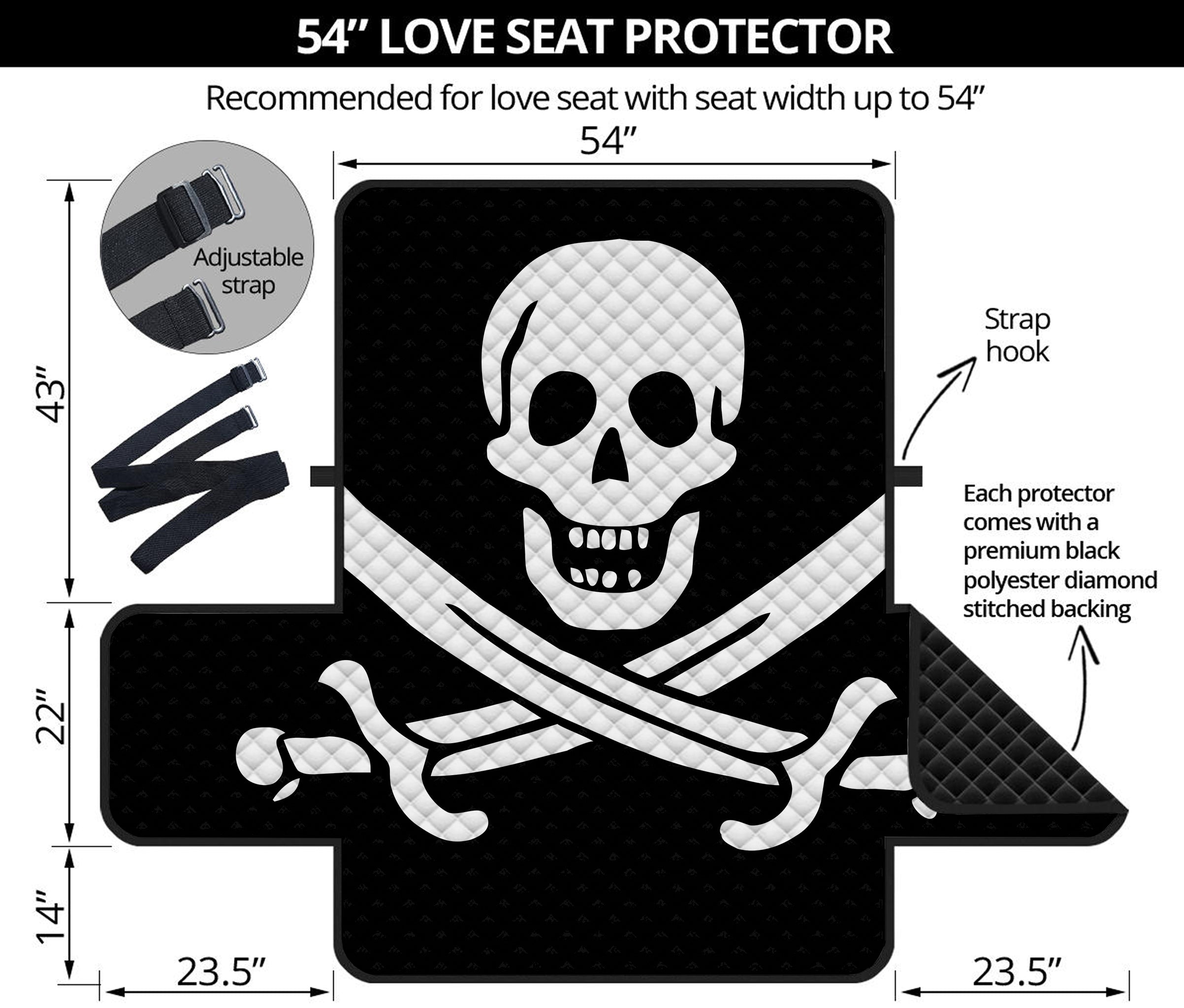 Calico Jack Pirate Flag Print Loveseat Protector