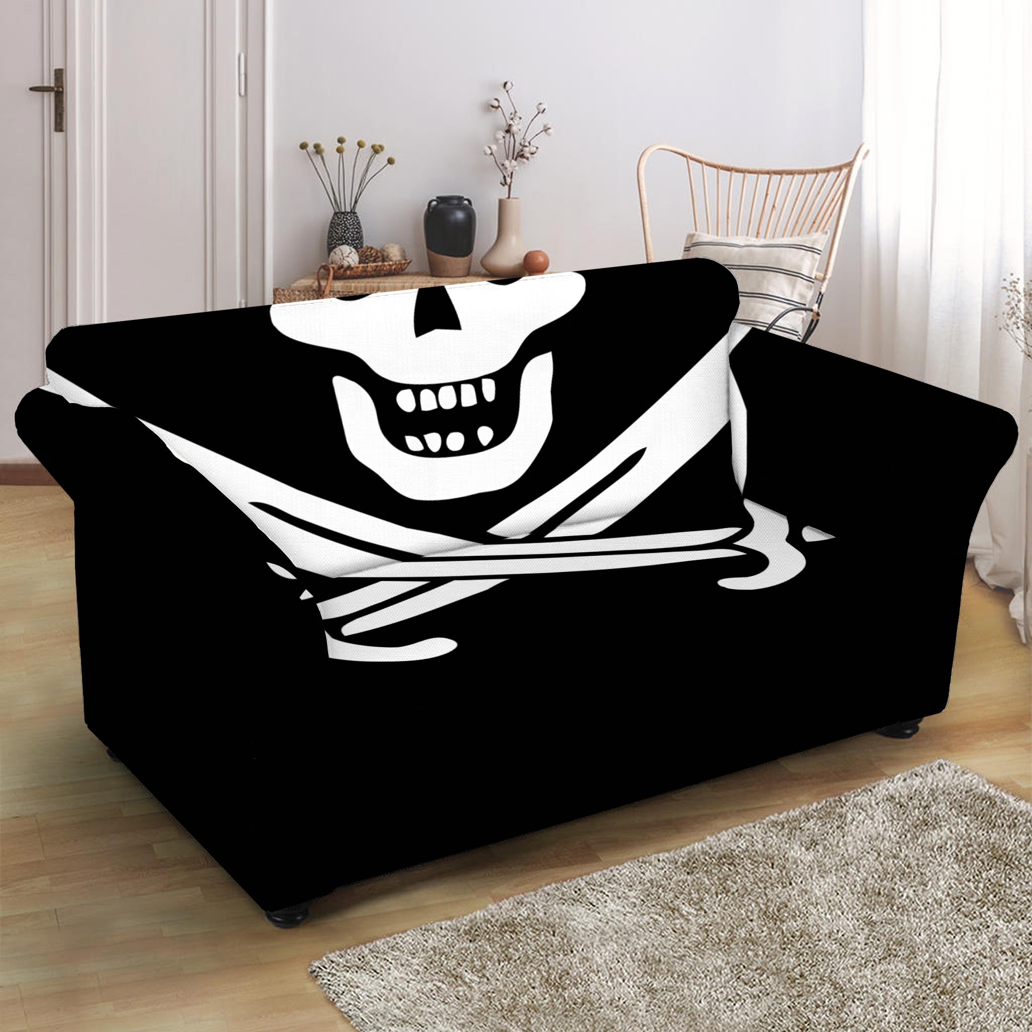 Calico Jack Pirate Flag Print Loveseat Slipcover