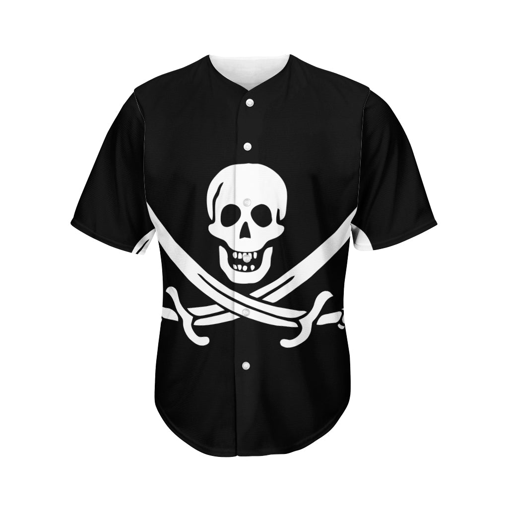 Calico Jack Pirate Flag Print Men's Baseball Jersey