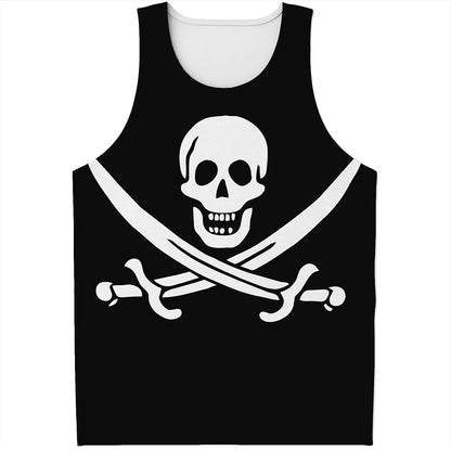 Calico Jack Pirate Flag Print Men's Tank Top