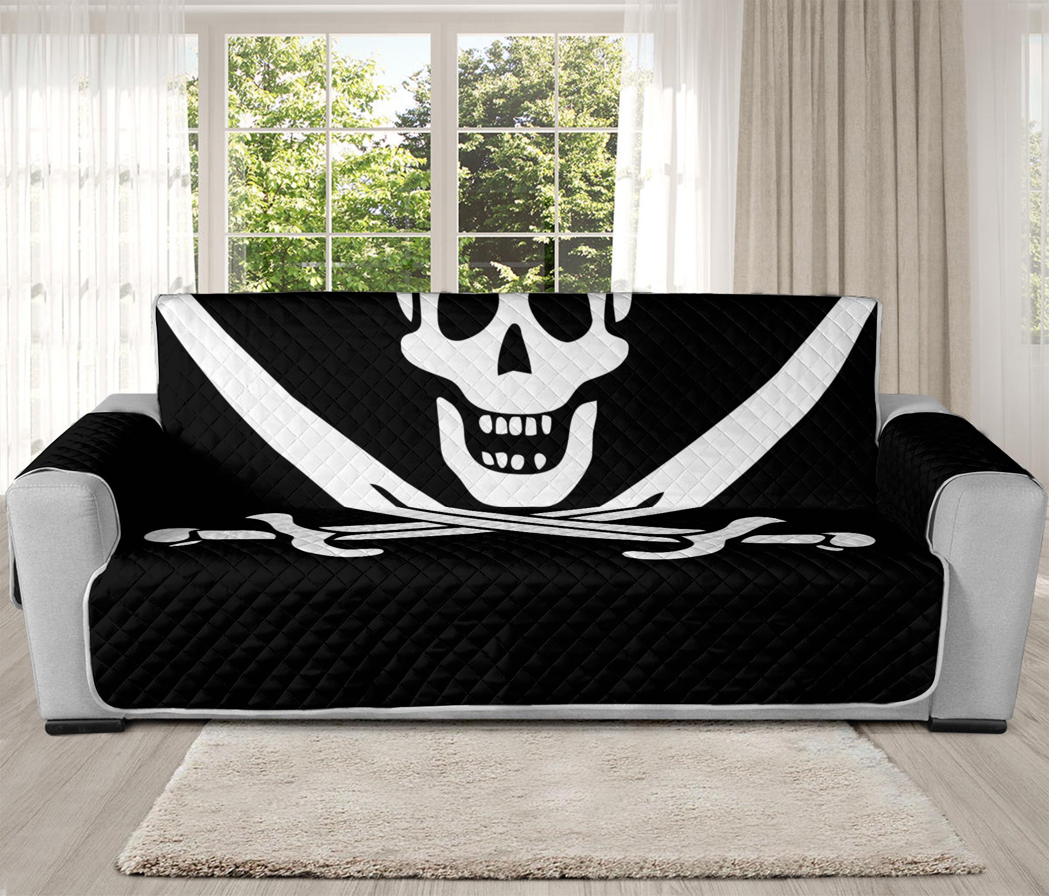 Calico Jack Pirate Flag Print Oversized Sofa Protector