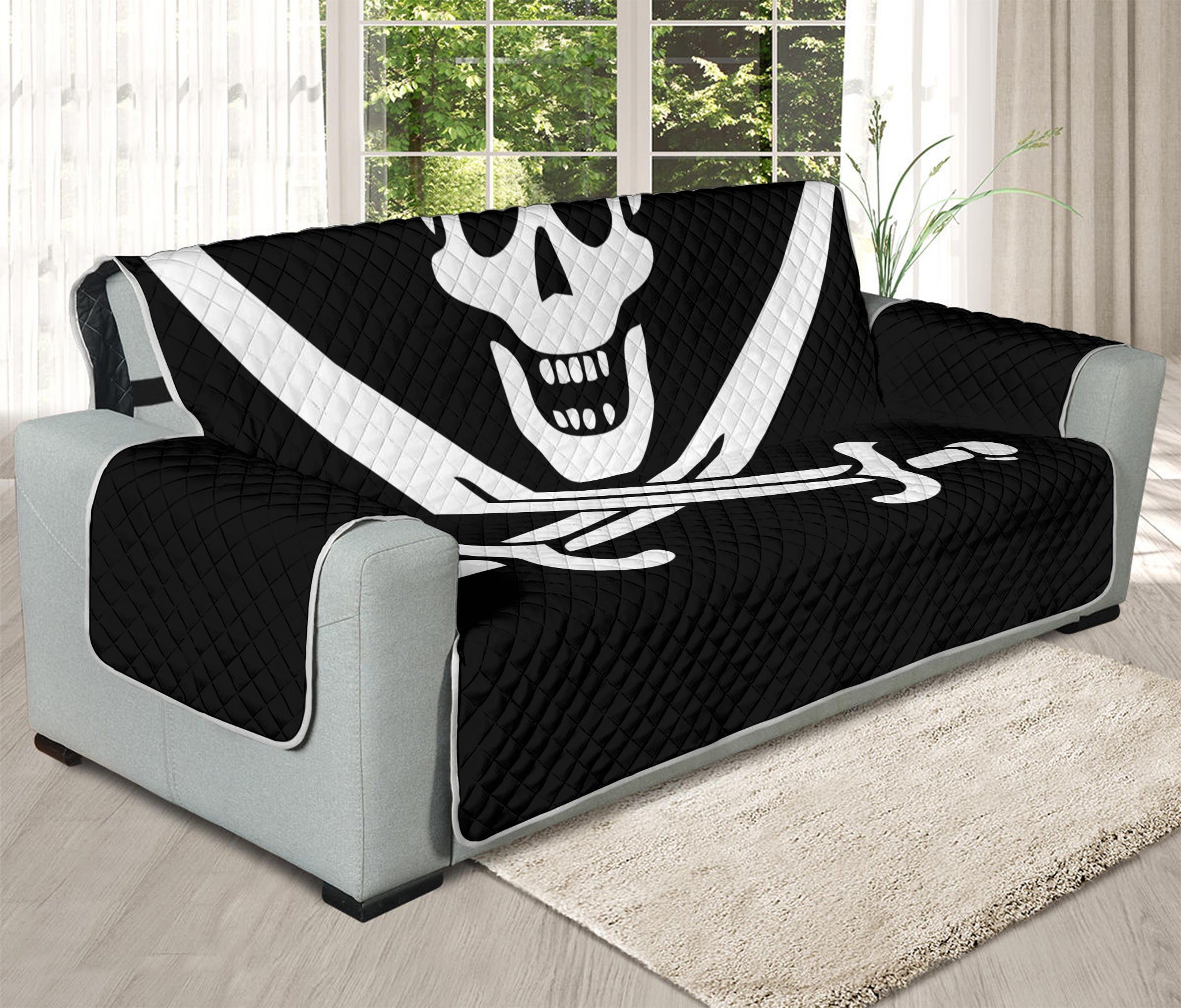 Calico Jack Pirate Flag Print Oversized Sofa Protector