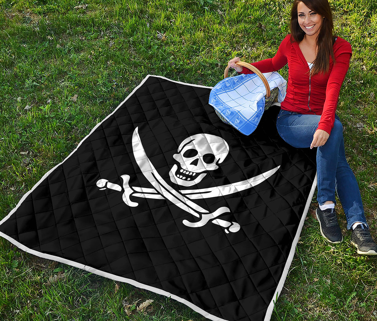 Calico Jack Pirate Flag Print Quilt