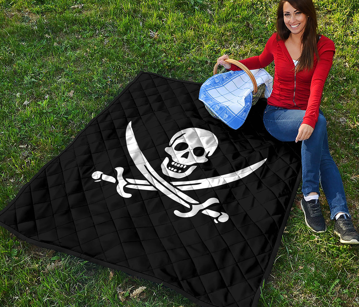 Calico Jack Pirate Flag Print Quilt