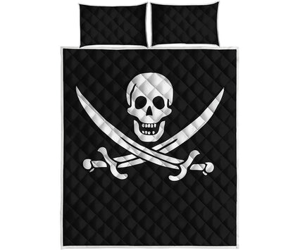 Calico Jack Pirate Flag Print Quilt Bed Set