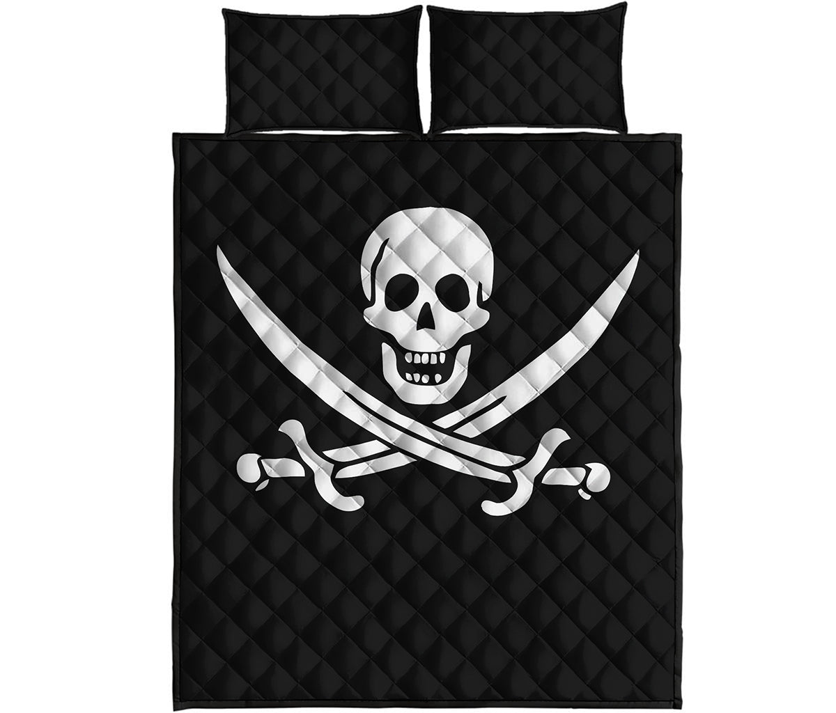 Calico Jack Pirate Flag Print Quilt Bed Set