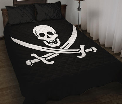 Calico Jack Pirate Flag Print Quilt Bed Set