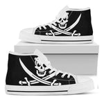 Calico Jack Pirate Flag Print White High Top Shoes