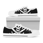 Calico Jack Pirate Flag Print White Low Top Shoes