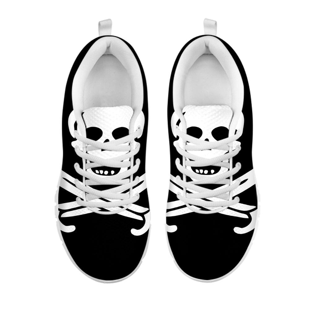 Calico Jack Pirate Flag Print White Sneakers