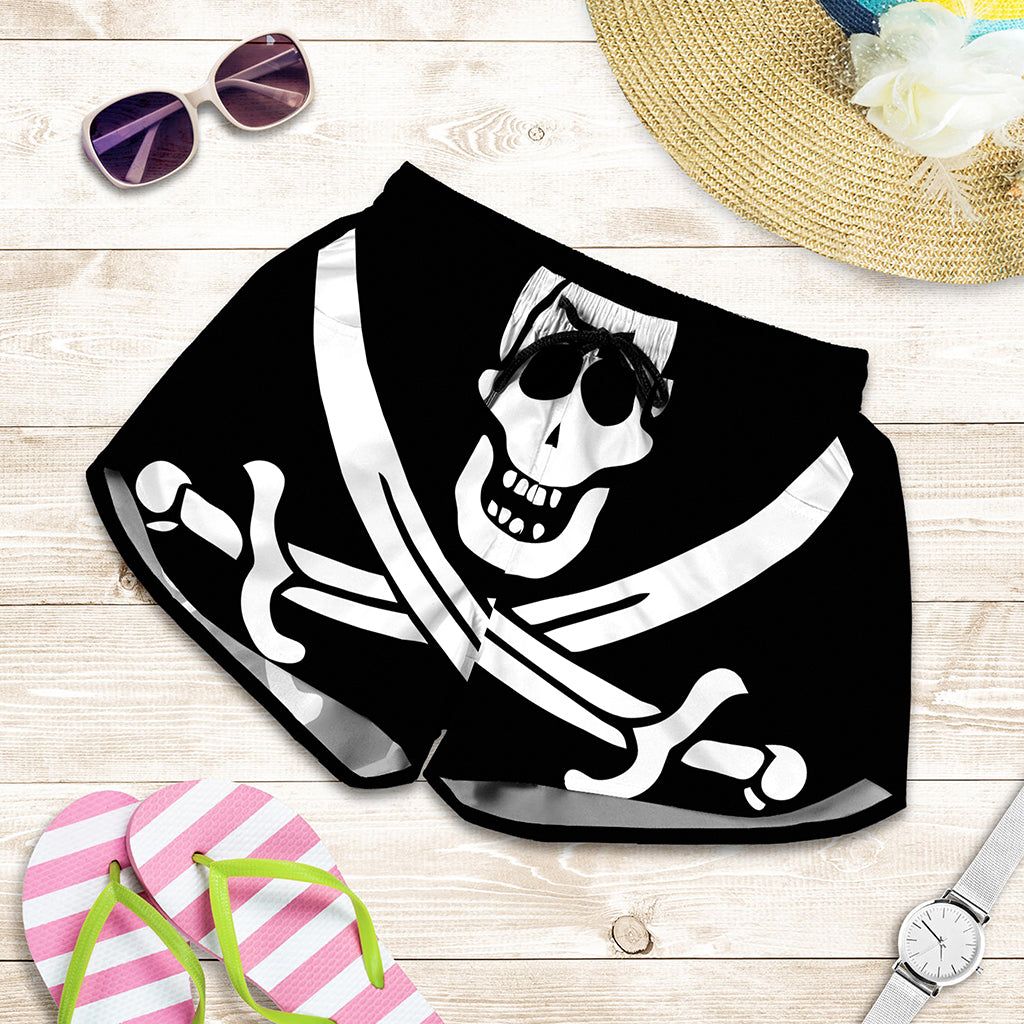 Calico Jack Pirate Flag Print Women's Shorts