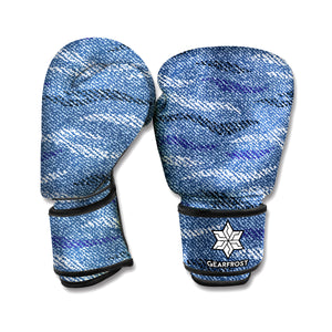 Camo Denim Jeans Pattern Print Boxing Gloves