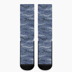 Camo Denim Jeans Pattern Print Crew Socks