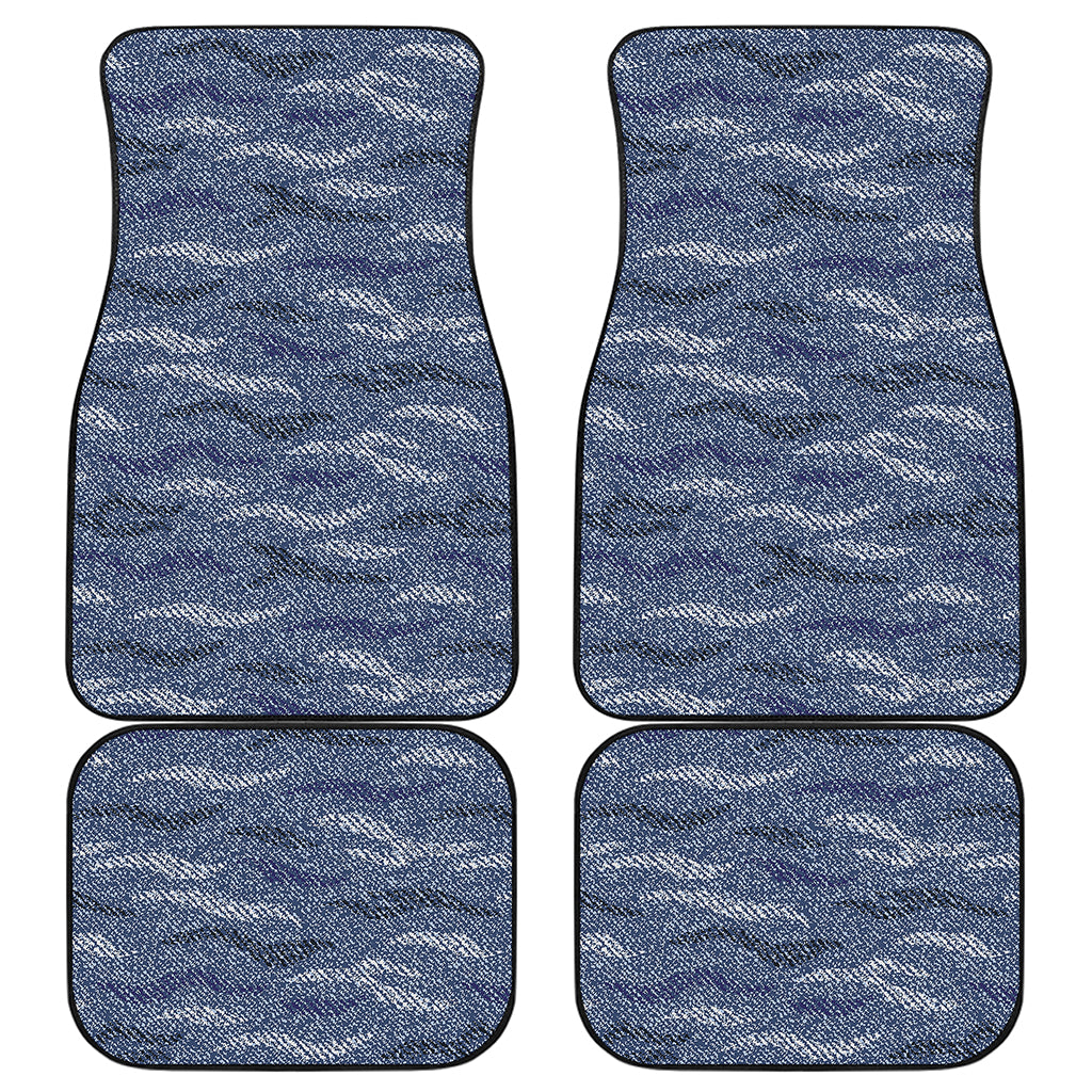 Camo Denim Jeans Pattern Print Front and Back Car Floor Mats
