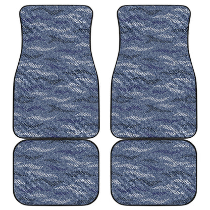 Camo Denim Jeans Pattern Print Front and Back Car Floor Mats