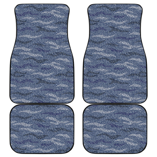 Camo Denim Jeans Pattern Print Front and Back Car Floor Mats