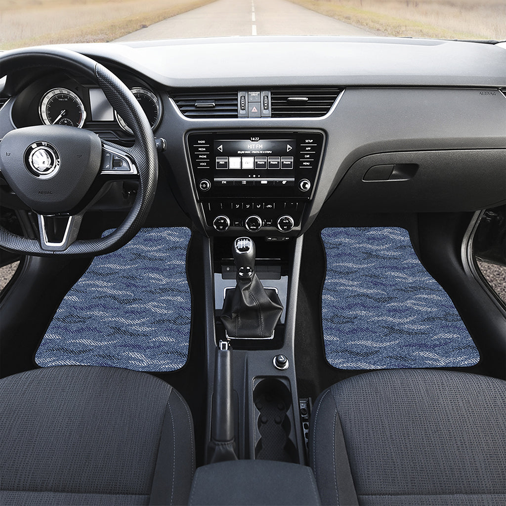 Camo Denim Jeans Pattern Print Front and Back Car Floor Mats