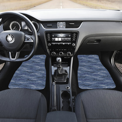 Camo Denim Jeans Pattern Print Front and Back Car Floor Mats