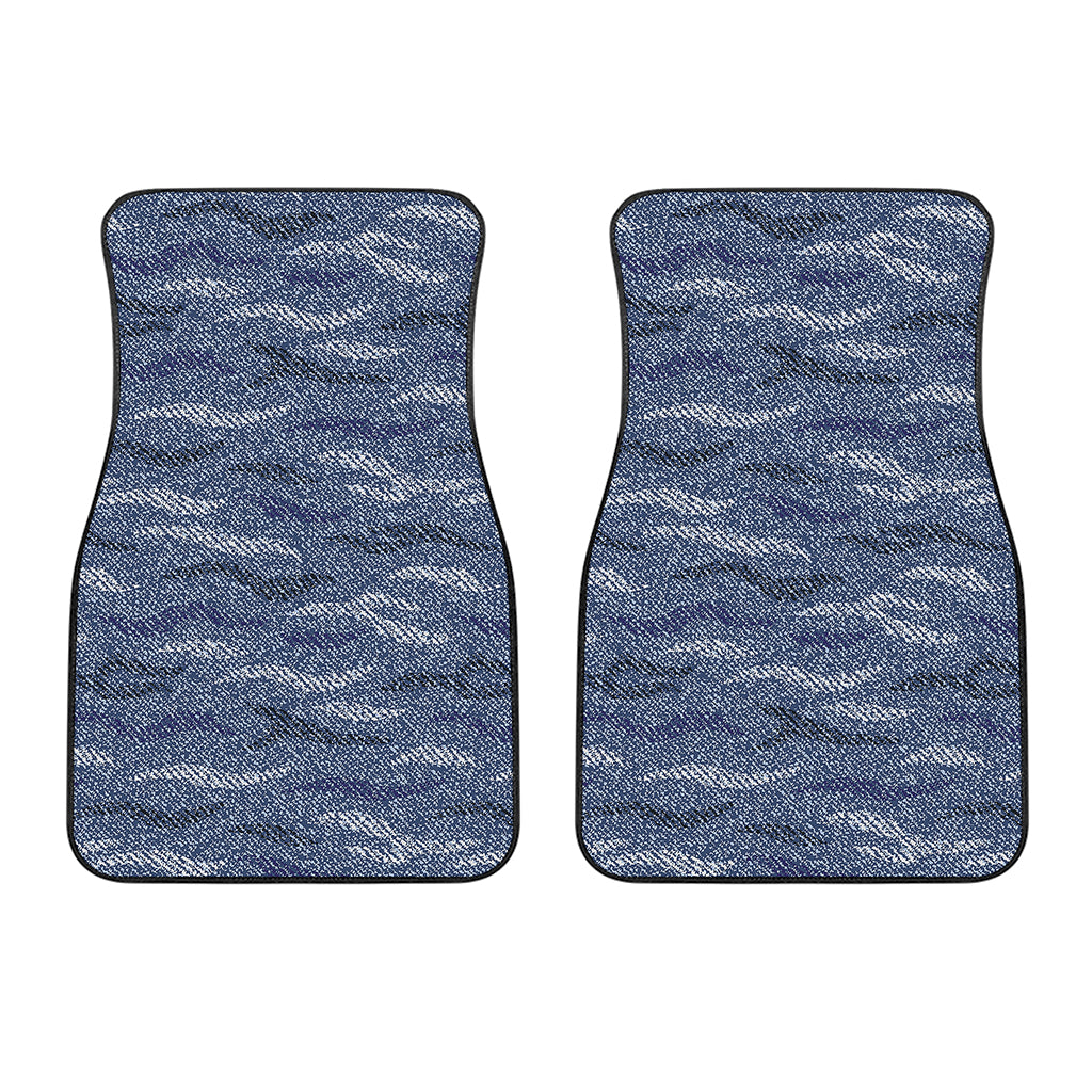 Camo Denim Jeans Pattern Print Front Car Floor Mats
