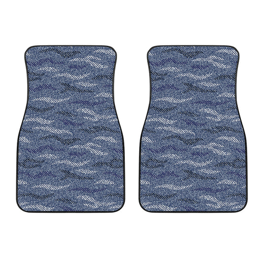 Camo Denim Jeans Pattern Print Front Car Floor Mats