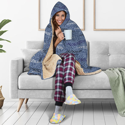 Camo Denim Jeans Pattern Print Hooded Blanket