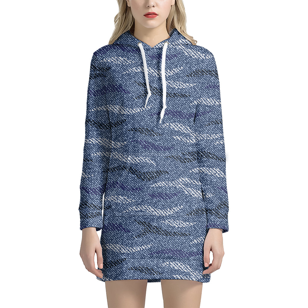 Camo Denim Jeans Pattern Print Hoodie Dress