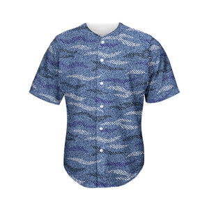 Camo Denim Jeans Pattern Print Men's Baseball Jersey