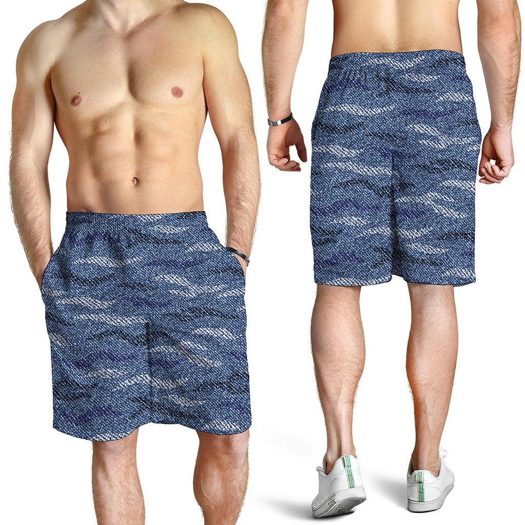 Camo Denim Jeans Pattern Print Men's Shorts