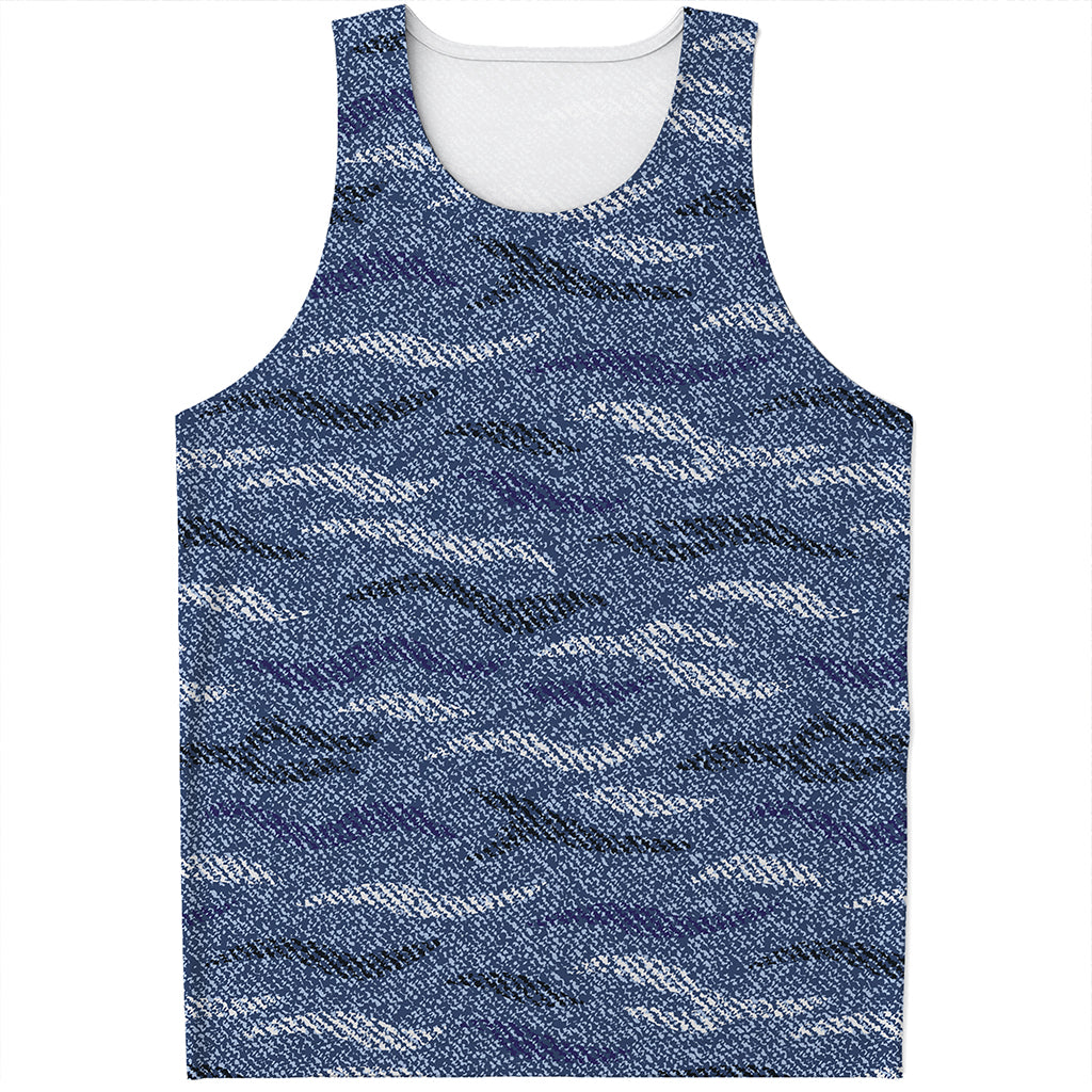 Camo Denim Jeans Pattern Print Men's Tank Top