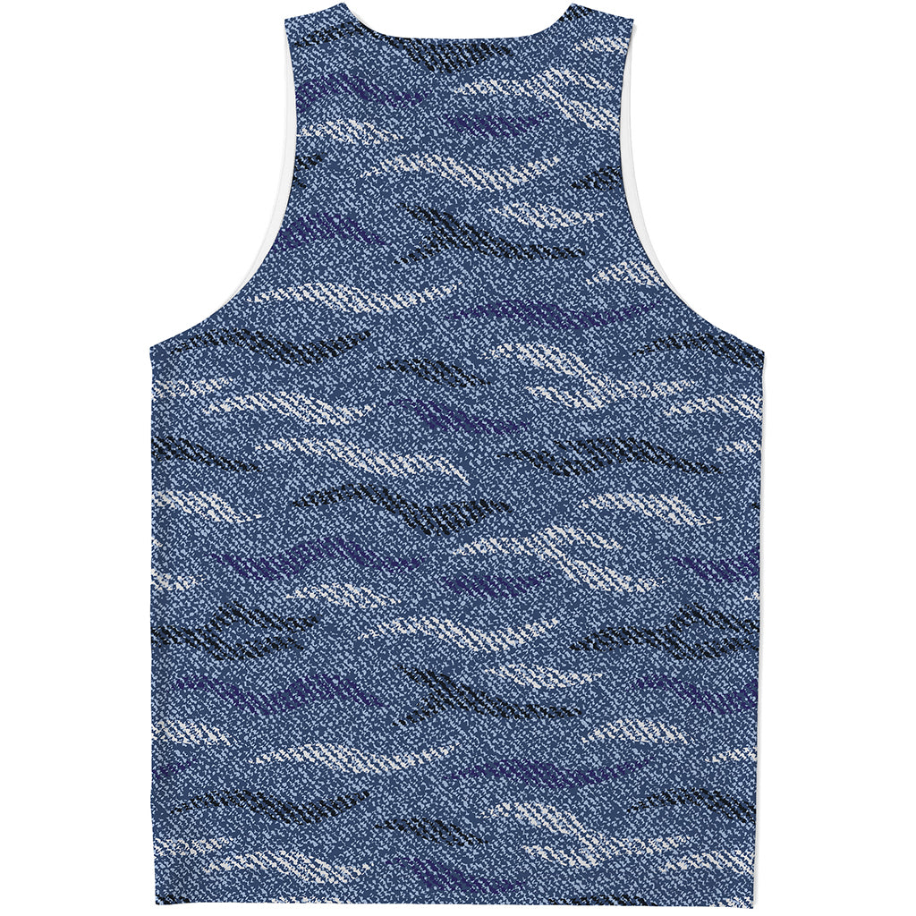 Camo Denim Jeans Pattern Print Men's Tank Top