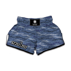 Camo Denim Jeans Pattern Print Muay Thai Boxing Shorts