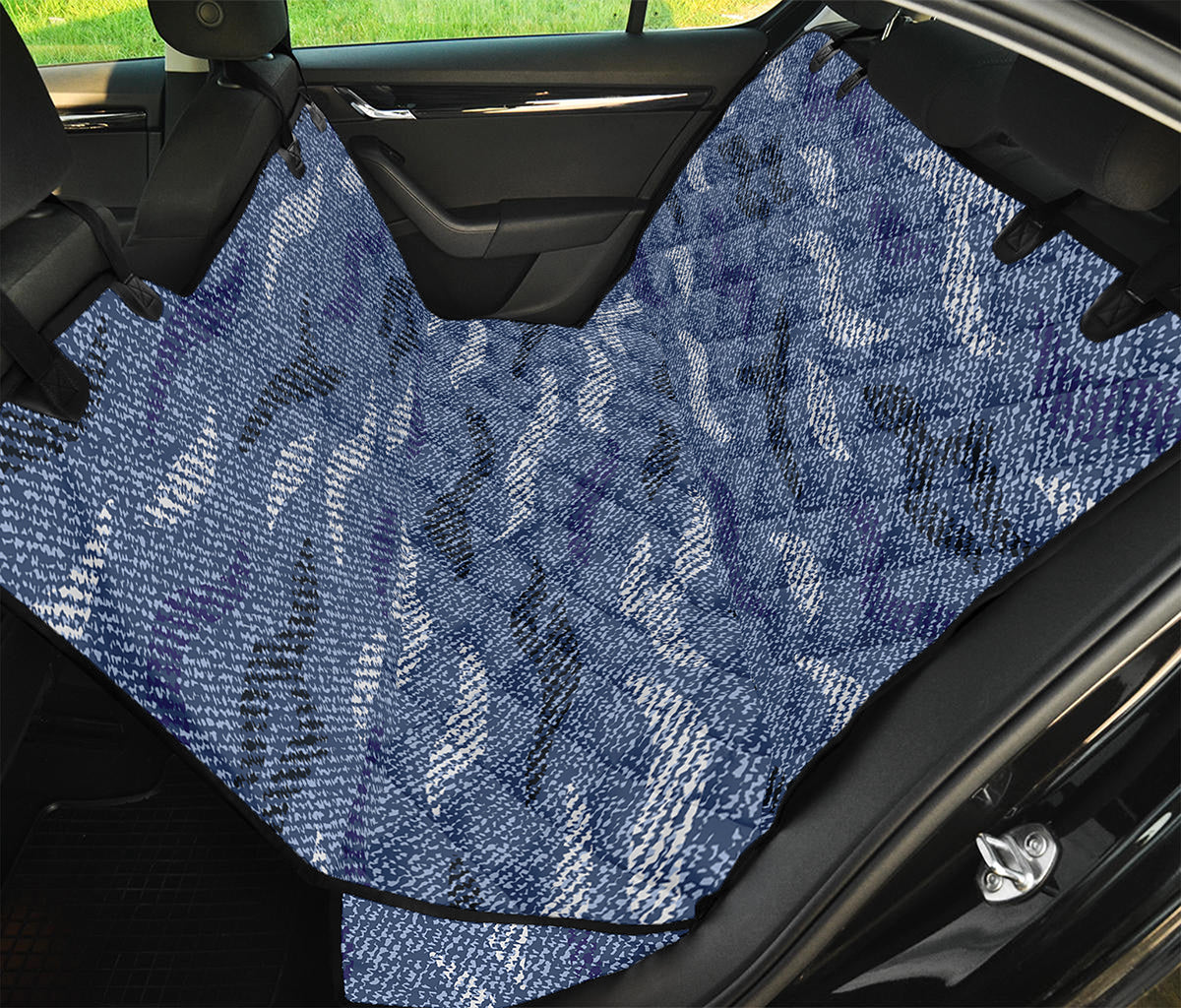 Camo Denim Jeans Pattern Print Pet Car Back Seat Cover