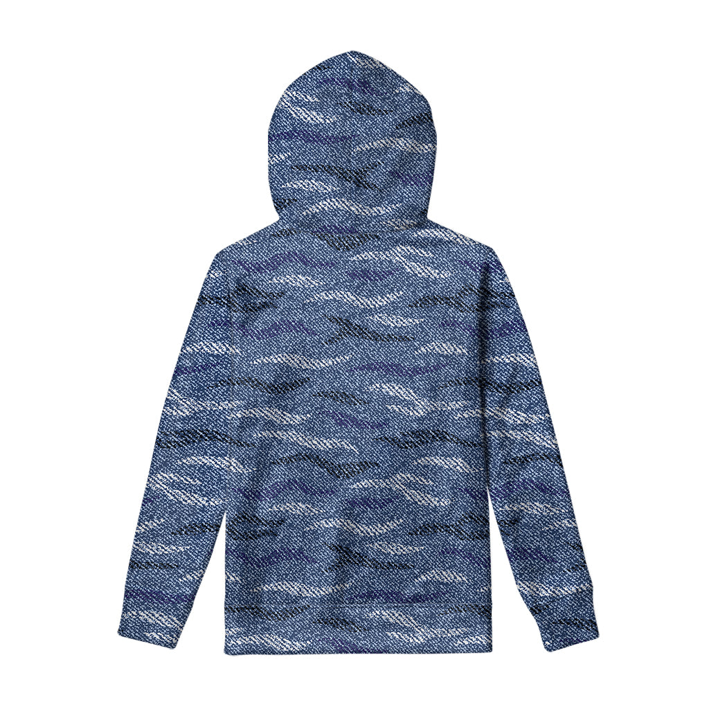 Camo Denim Jeans Pattern Print Pullover Hoodie