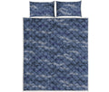 Camo Denim Jeans Pattern Print Quilt Bed Set