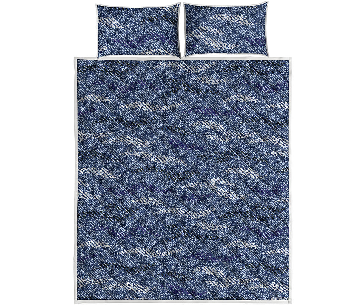 Camo Denim Jeans Pattern Print Quilt Bed Set