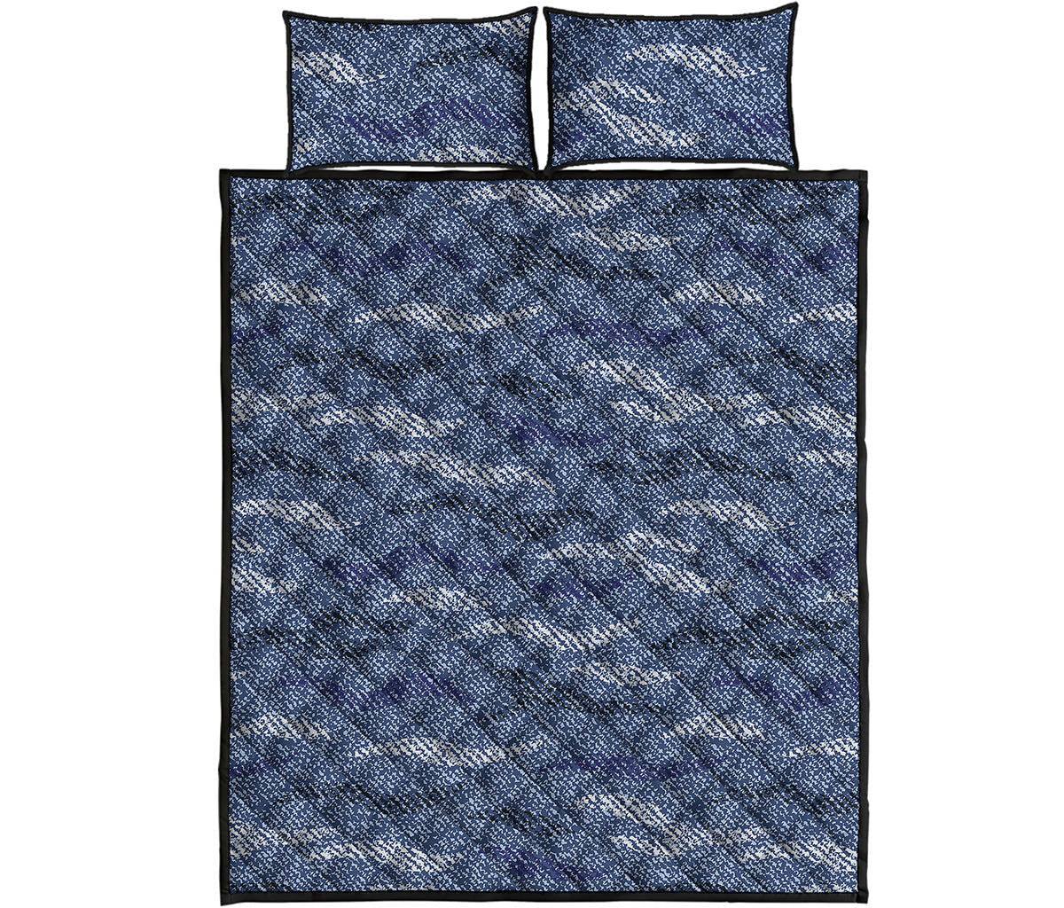 Camo Denim Jeans Pattern Print Quilt Bed Set