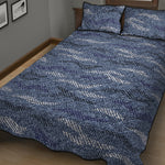 Camo Denim Jeans Pattern Print Quilt Bed Set