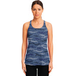 Camo Denim Jeans Pattern Print Women's Racerback Tank Top