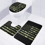 Camouflage American Flag Print 3 Piece Bath Mat Set