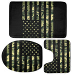 Camouflage American Flag Print 3 Piece Bath Mat Set