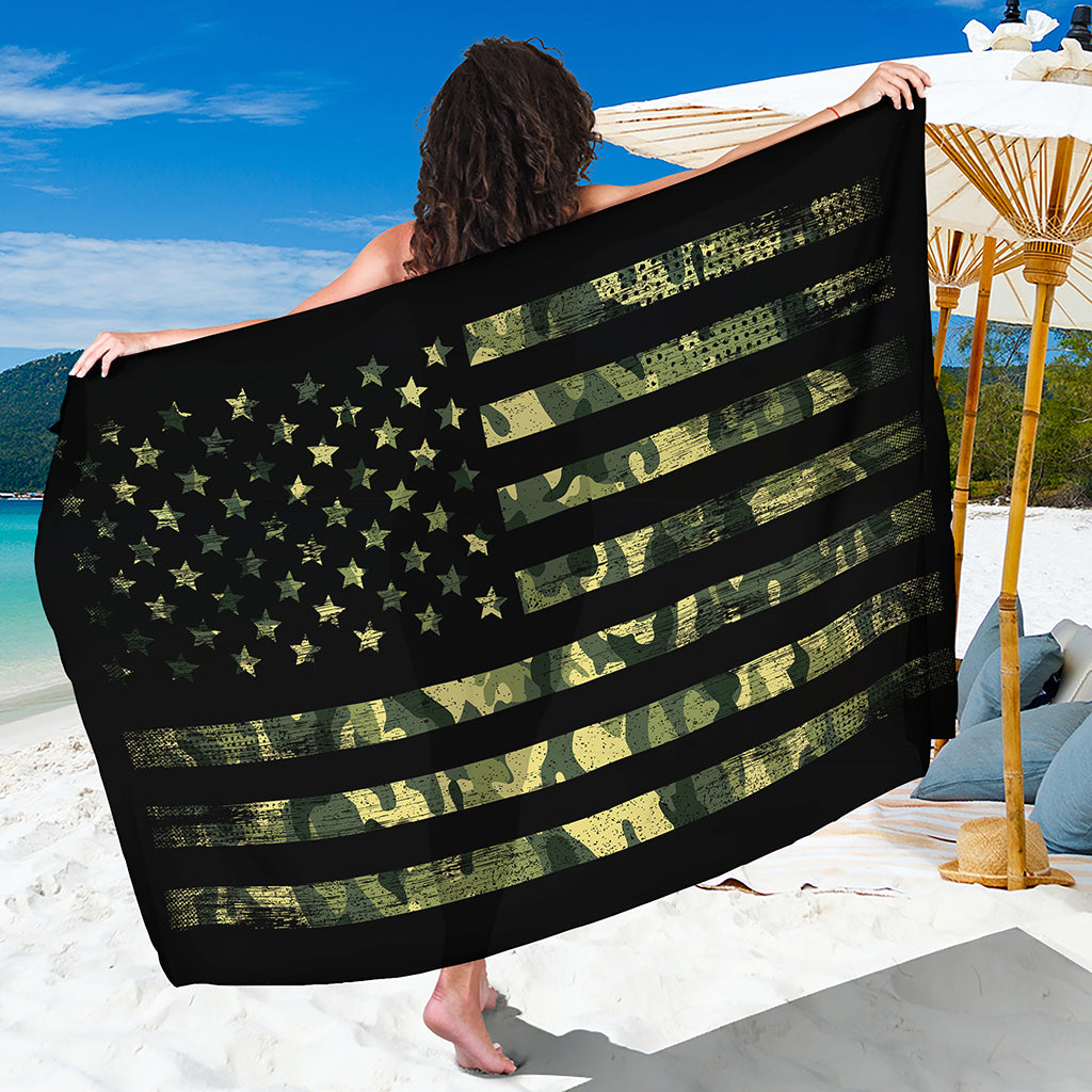 Camouflage American Flag Print Beach Sarong Wrap