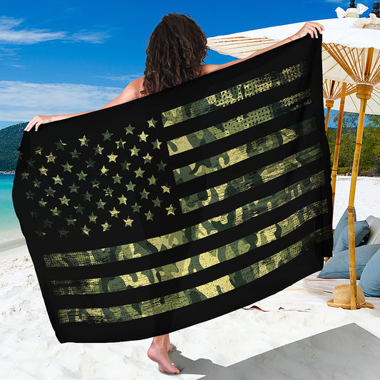 Camouflage American Flag Print Beach Sarong Wrap