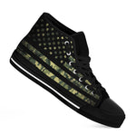Camouflage American Flag Print Black High Top Shoes