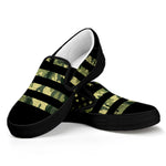 Camouflage American Flag Print Black Slip On Shoes